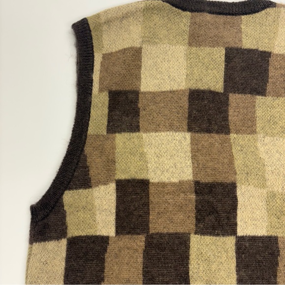 Stussy Wobbly Check Mohair Sweater Vest Brown XL NWT - Picture 7 of 8